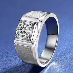 18K White Gold Lab-Grown Diamond Round Men's Ring — 0.51 ct
