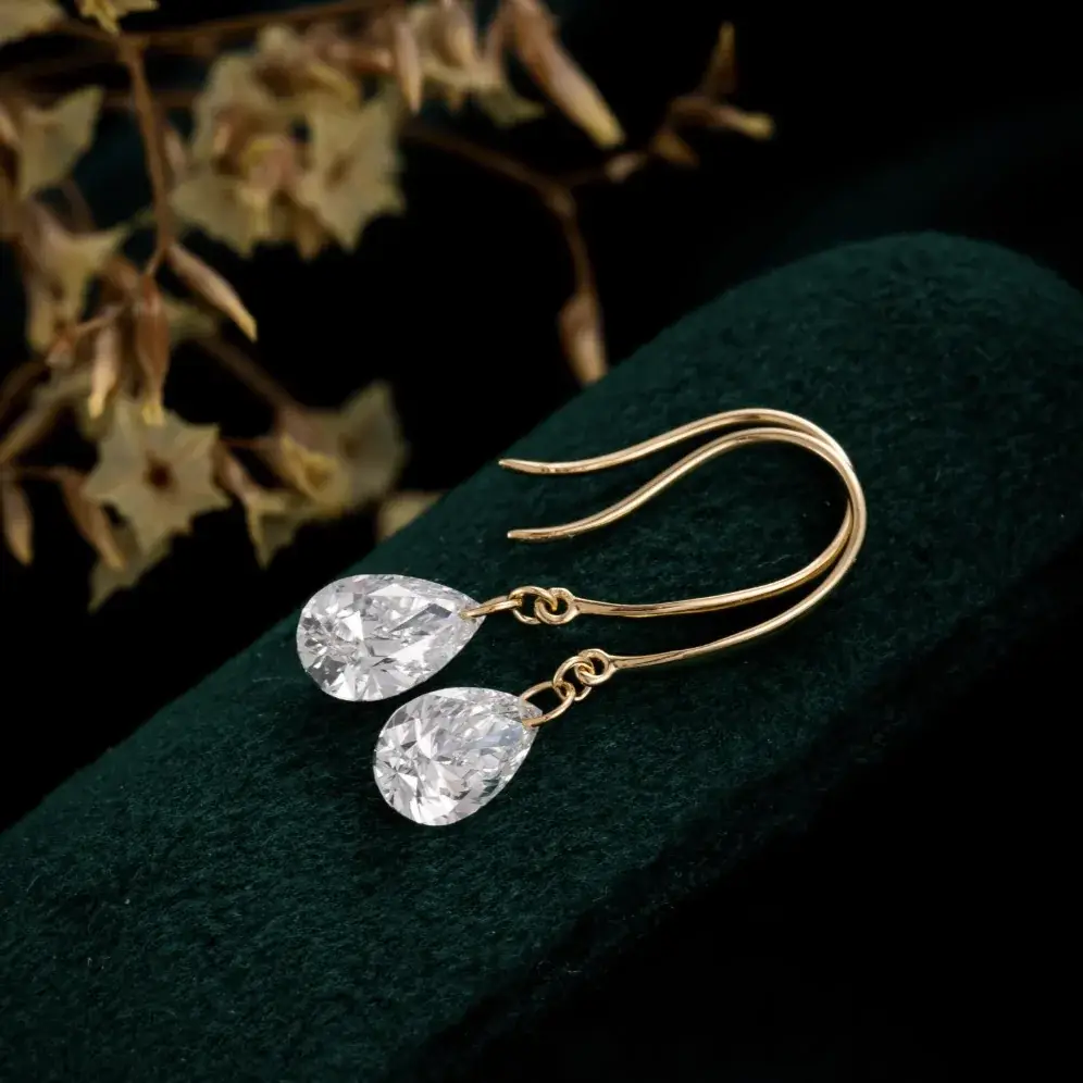 18K Gold Lab-Grown Diamond Earrings — 1.07 ct — view 3