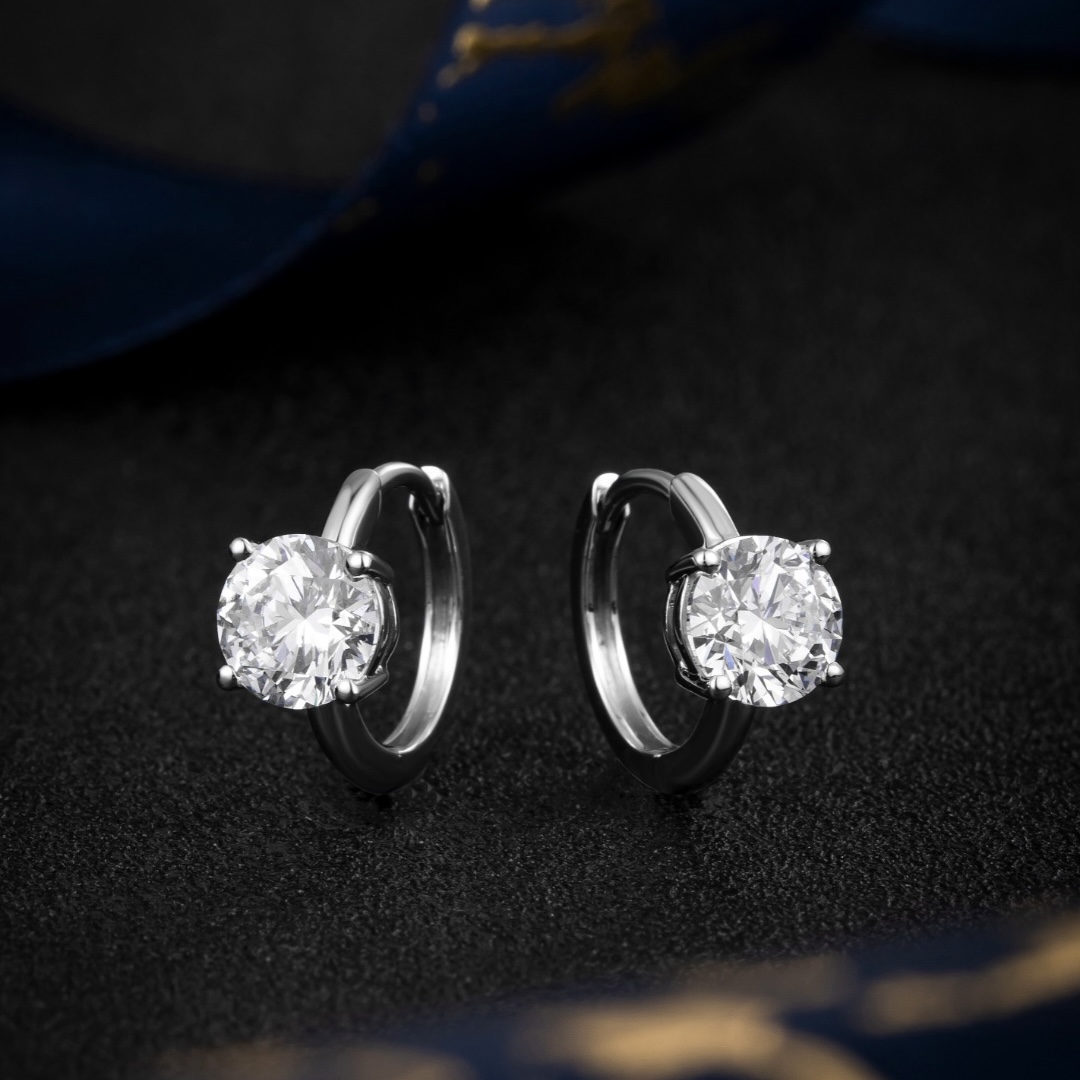 Lab-grown diamond hoop earrings in white gold