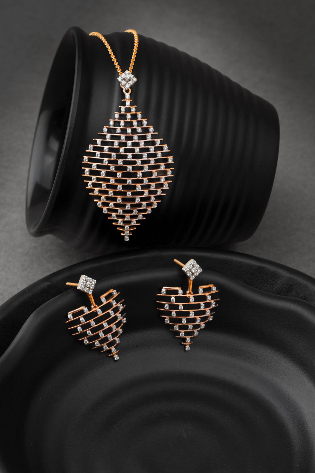 Lab-grown diamond necklace and earrings